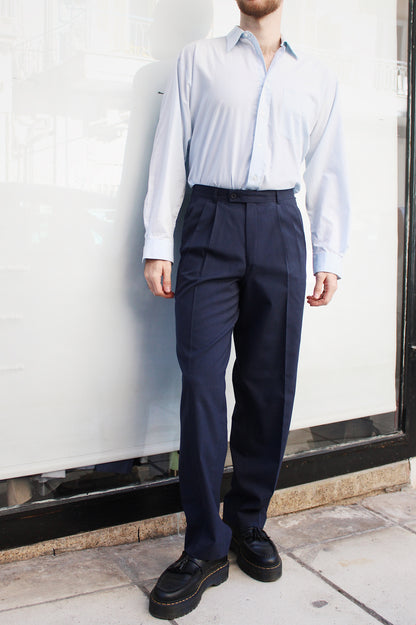 Navy Pleated Pants