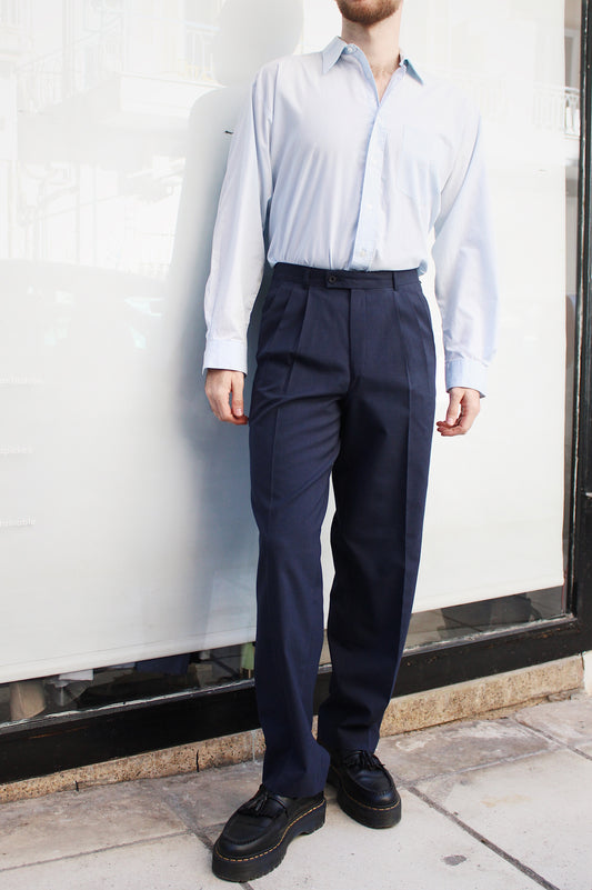 Navy Pleated Pants