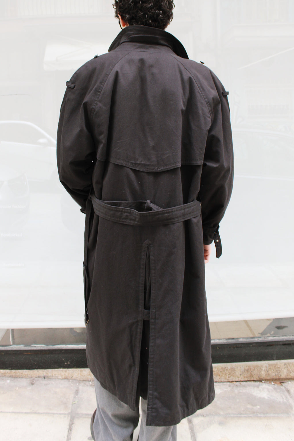 Double Breasted Black Trench