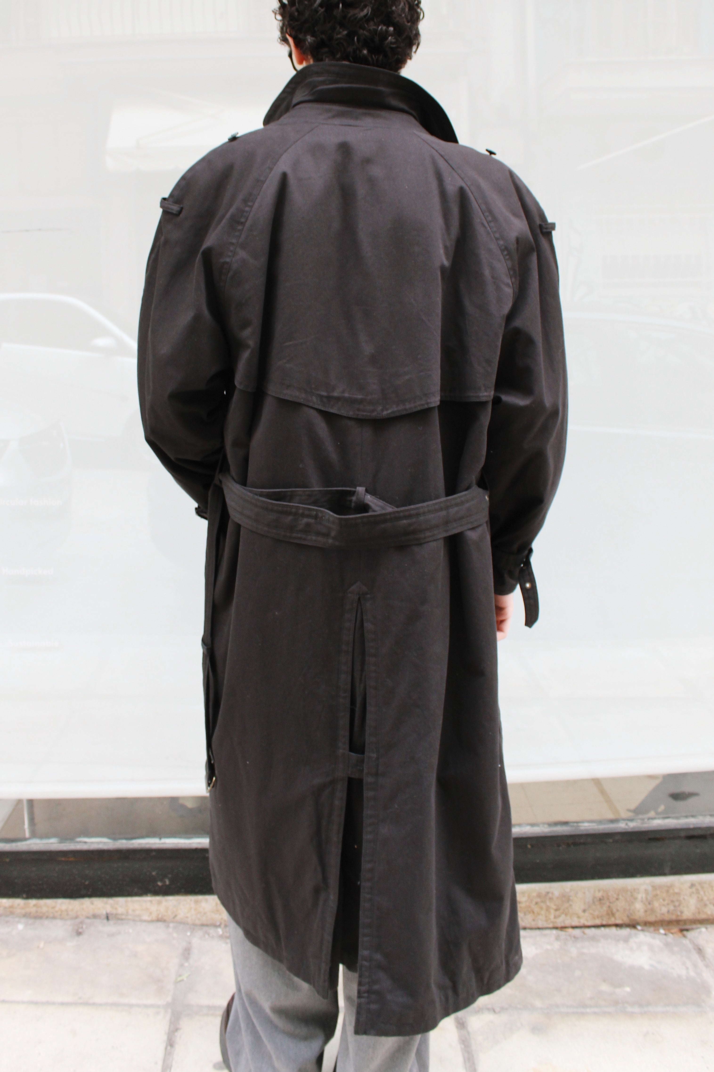 Double Breasted Black Trench