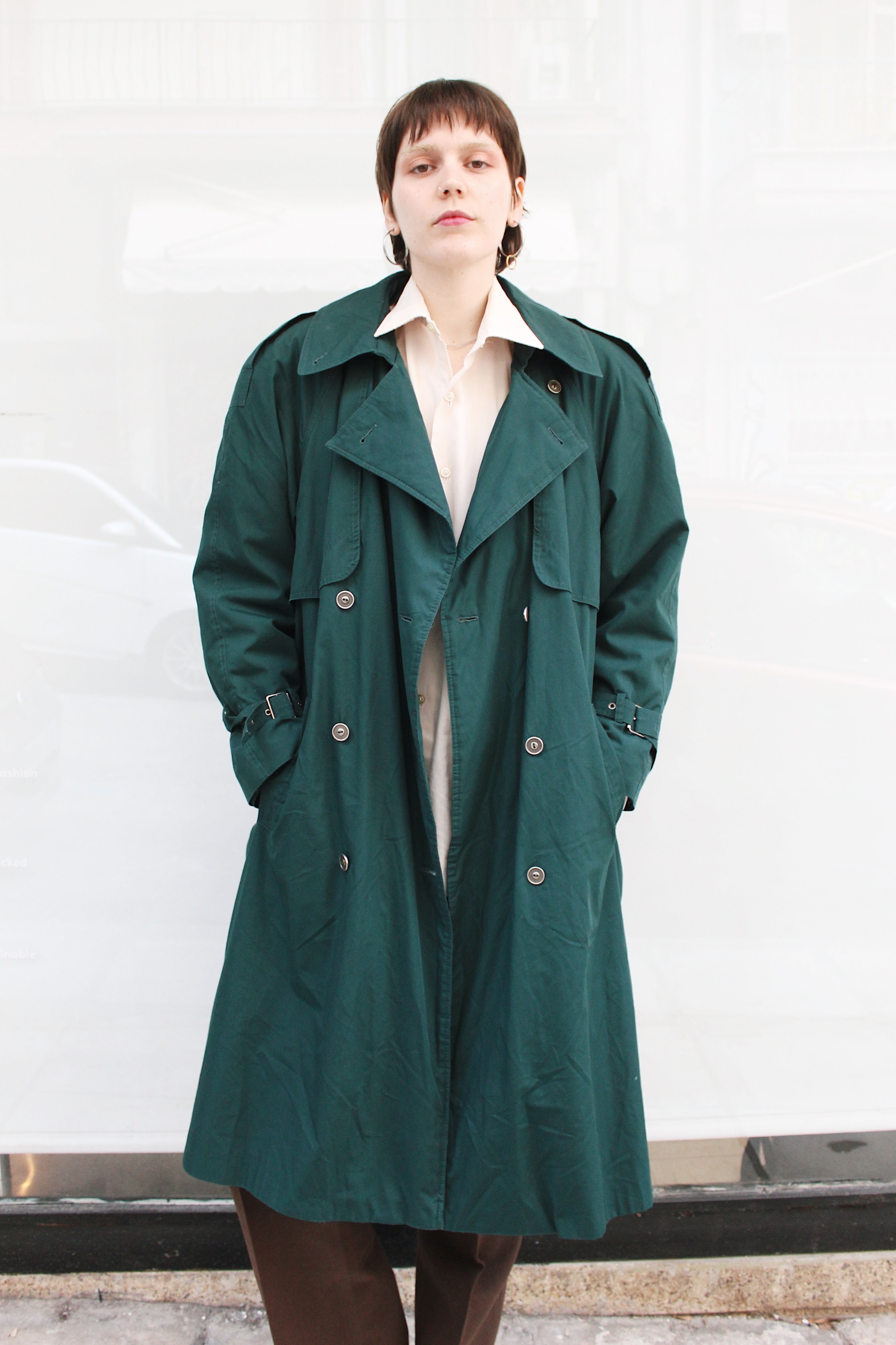 Green Double Breasted Trench