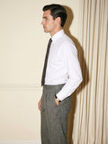 Grey Melange Tweed Pleated