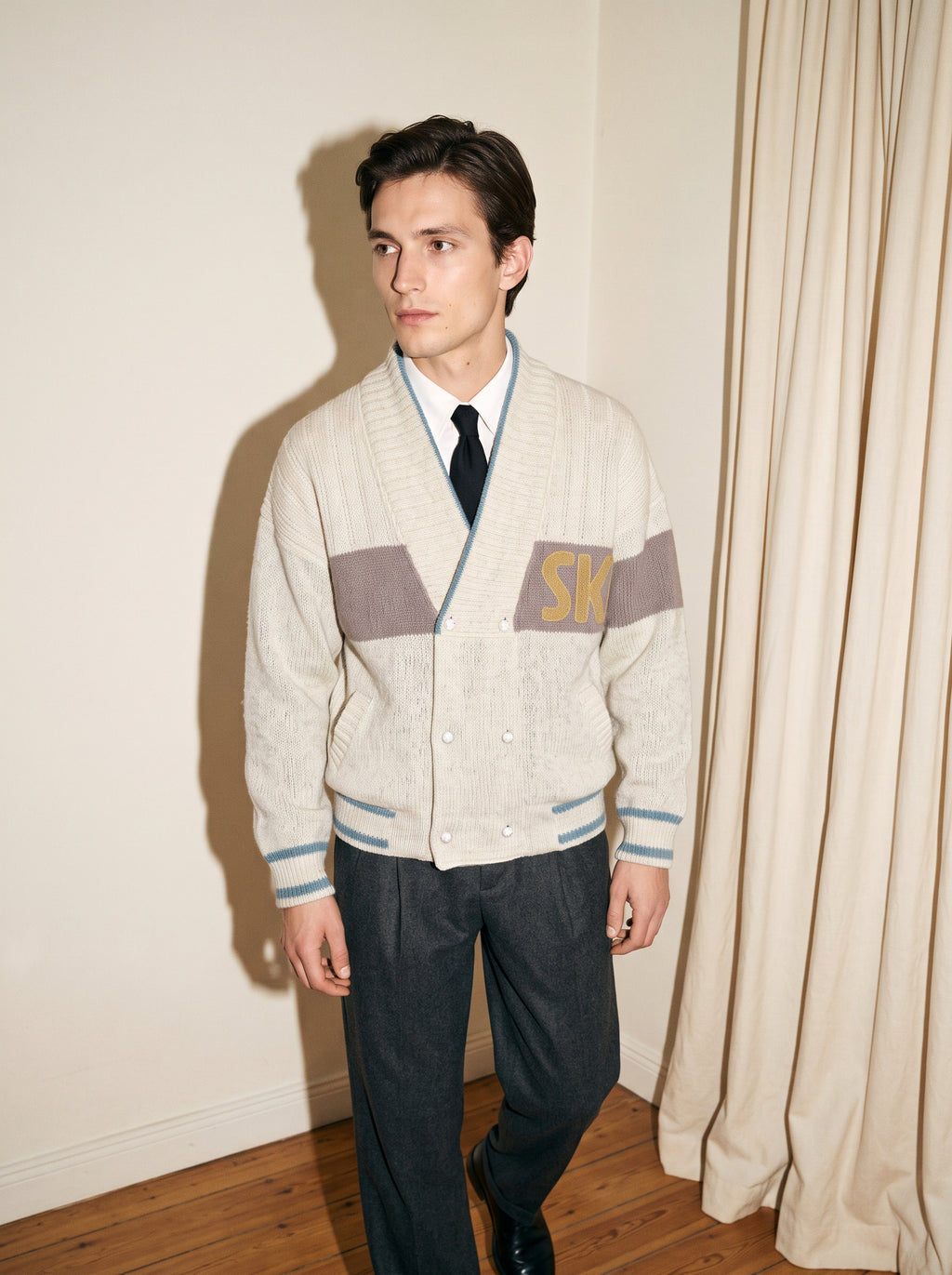 Double Breasted Knit Bomber