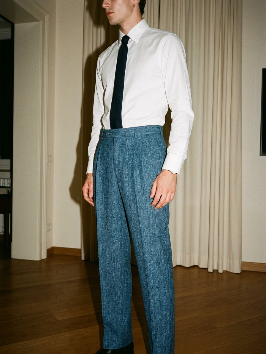 Teal Blue Pleated