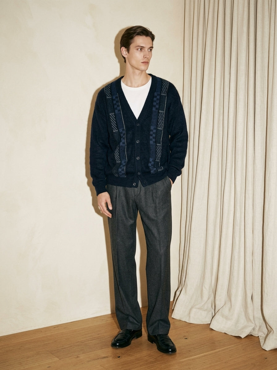 Abstract Navy Cardigan