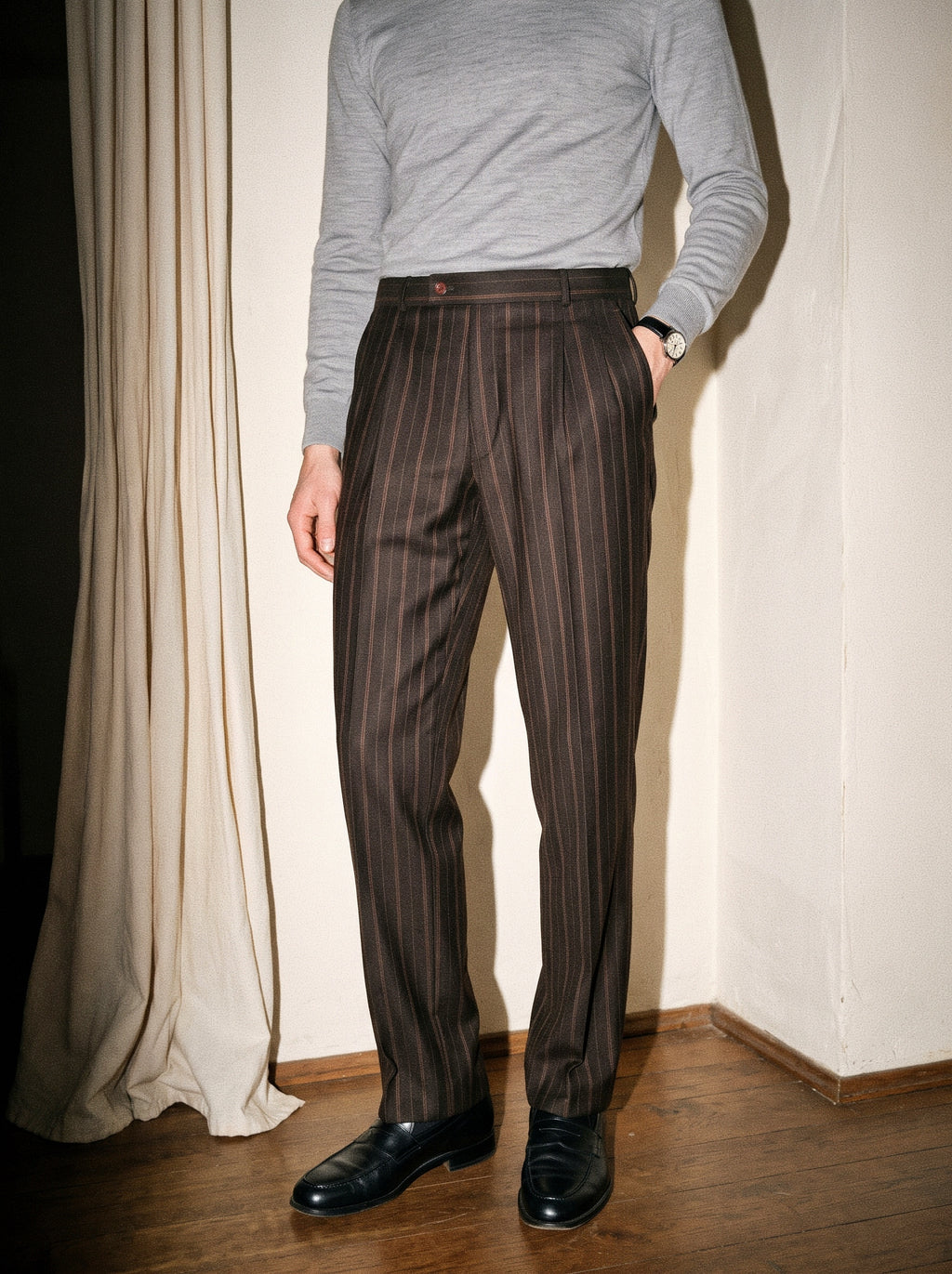 Chocolate Brown Pinstripe