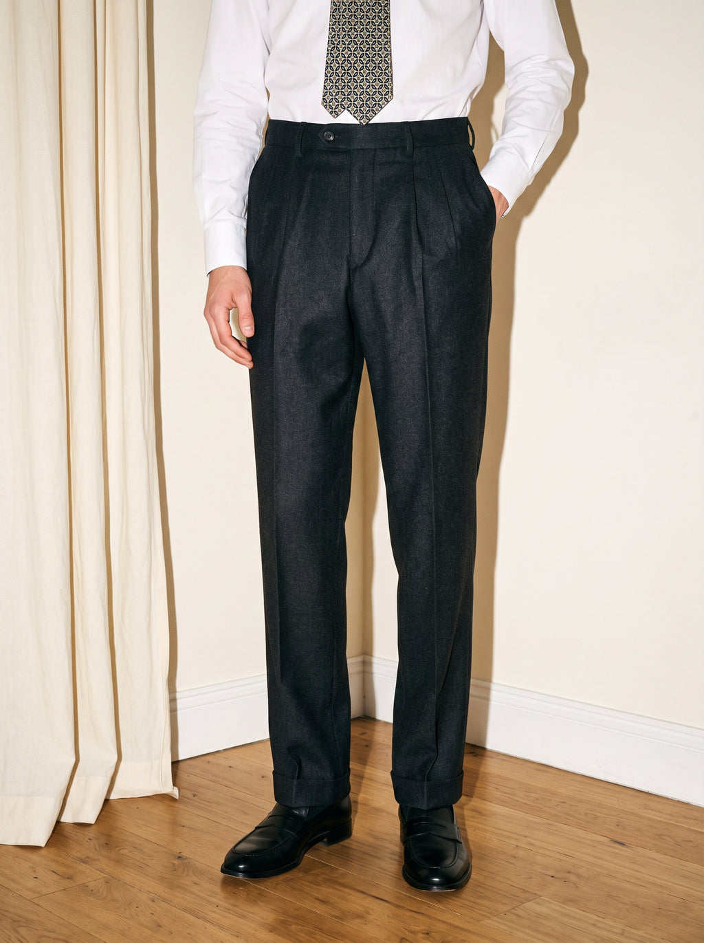 Charcoal Gray Pleated