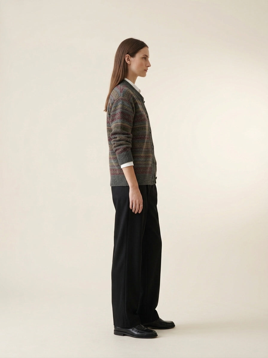 Geometric Crew Neck Cardigan