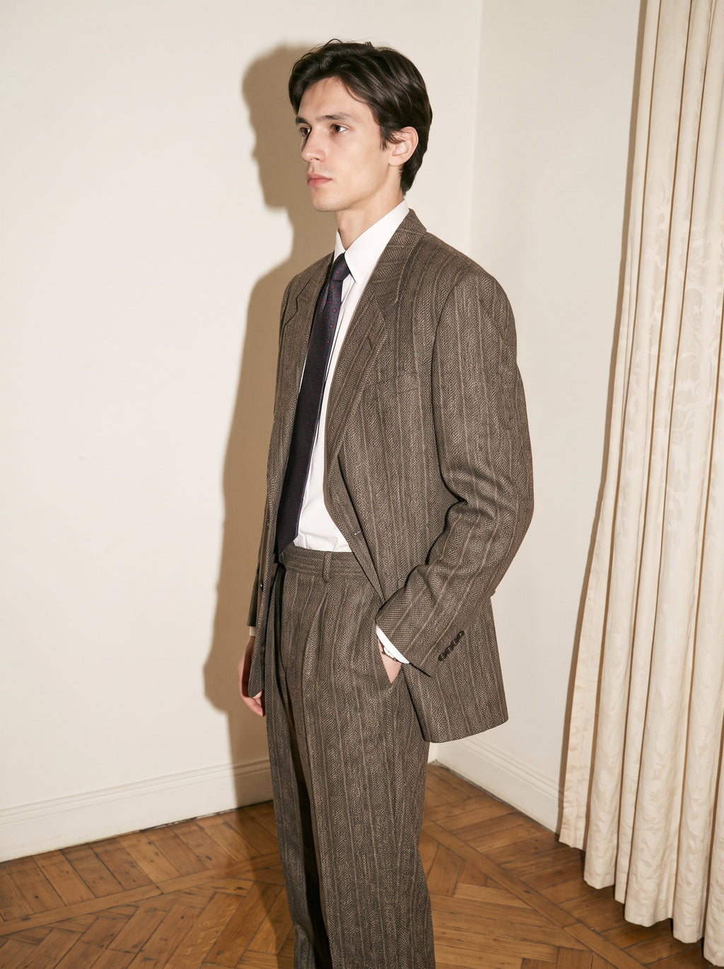 Taba Brown Pinstriped