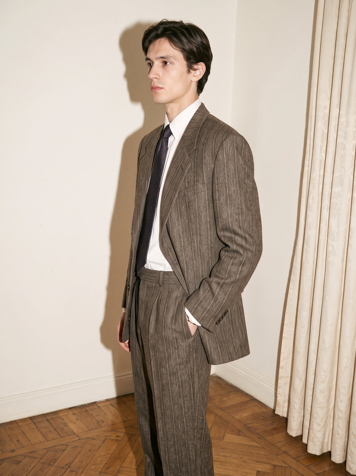 Taba Brown Pinstriped