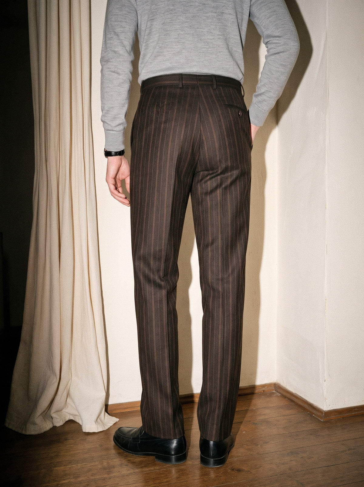 Chocolate Brown Pinstripe