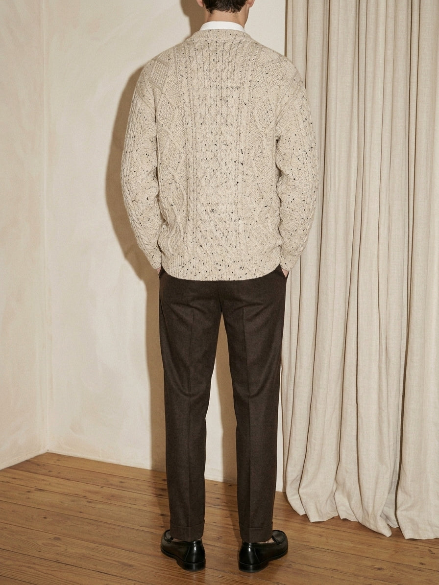Flecked Fisherman Knit