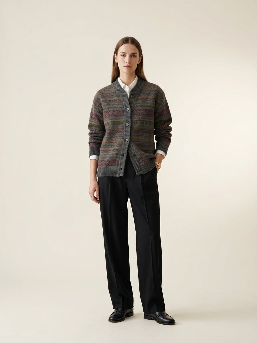 Geometric Crew Neck Cardigan