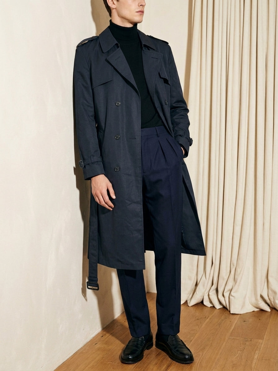 Dark Navy Blue Trench