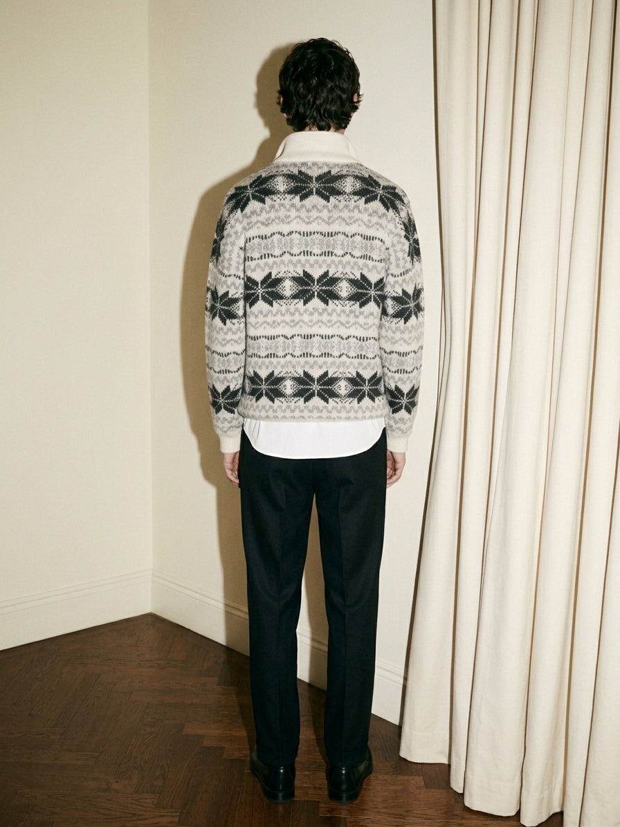 Half Zip Geometric Sweater