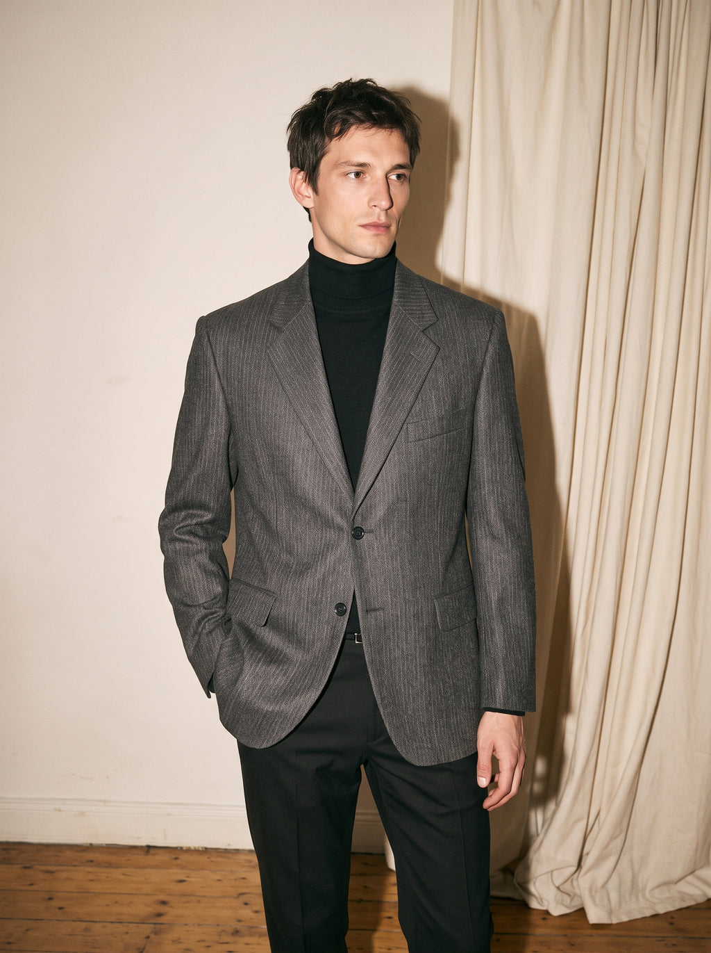 Heather Gray Pinstripe