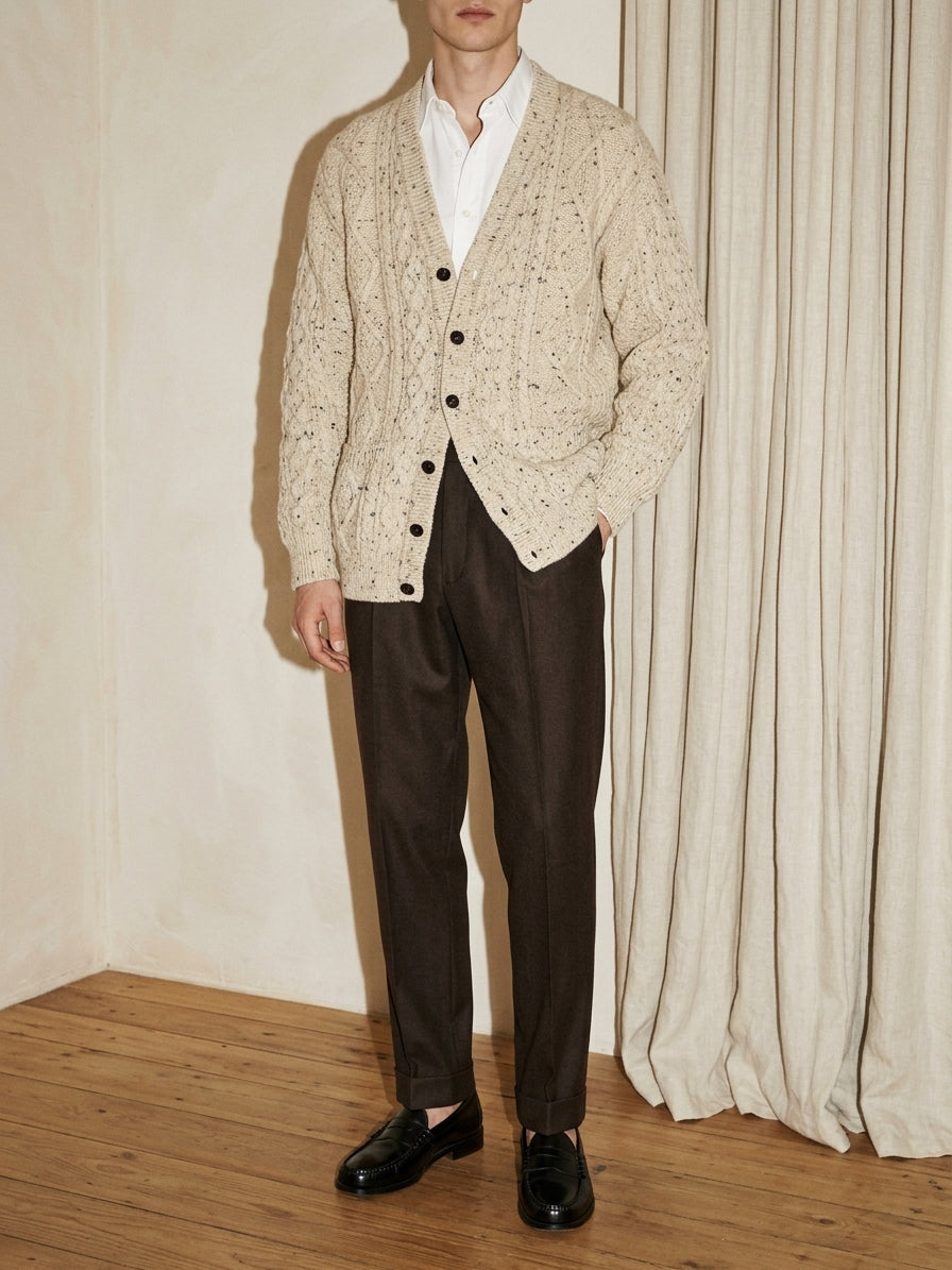 Flecked Fisherman Knit