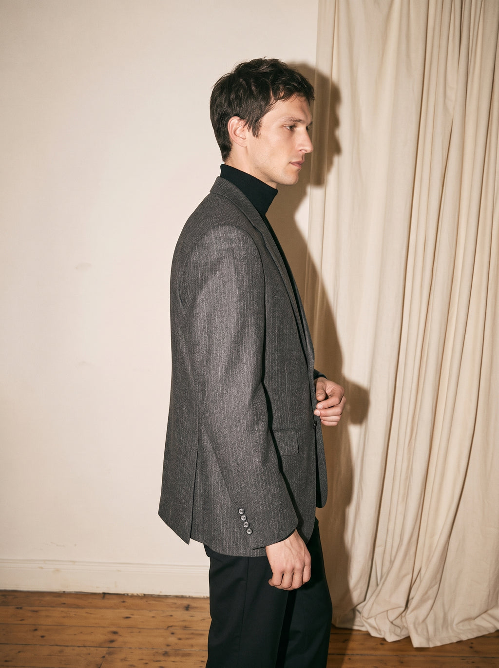Heather Gray Pinstripe