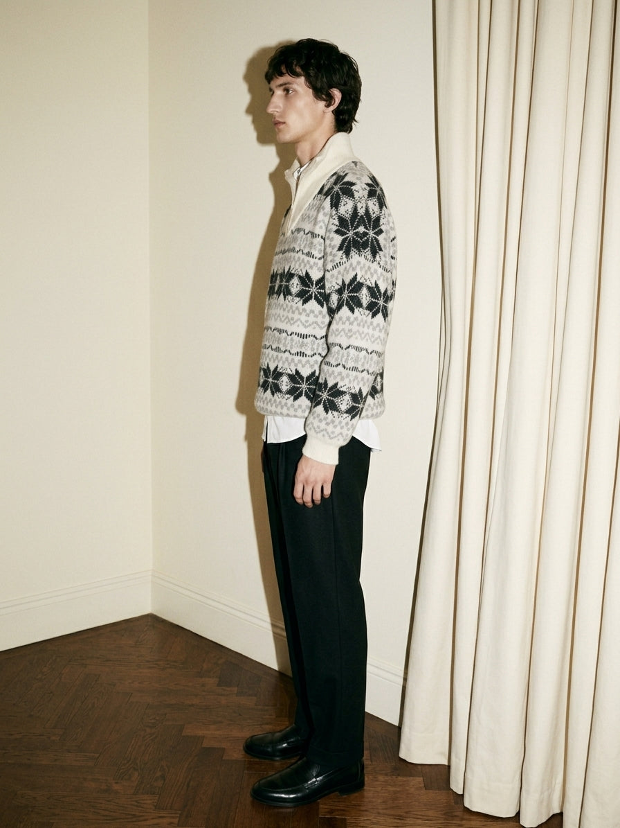 Half Zip Geometric Sweater