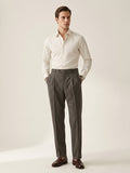 Brown Striped Pleated
