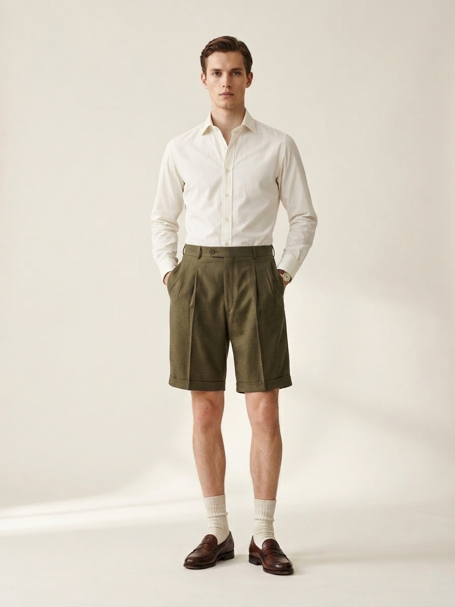 Olive Green Pleated