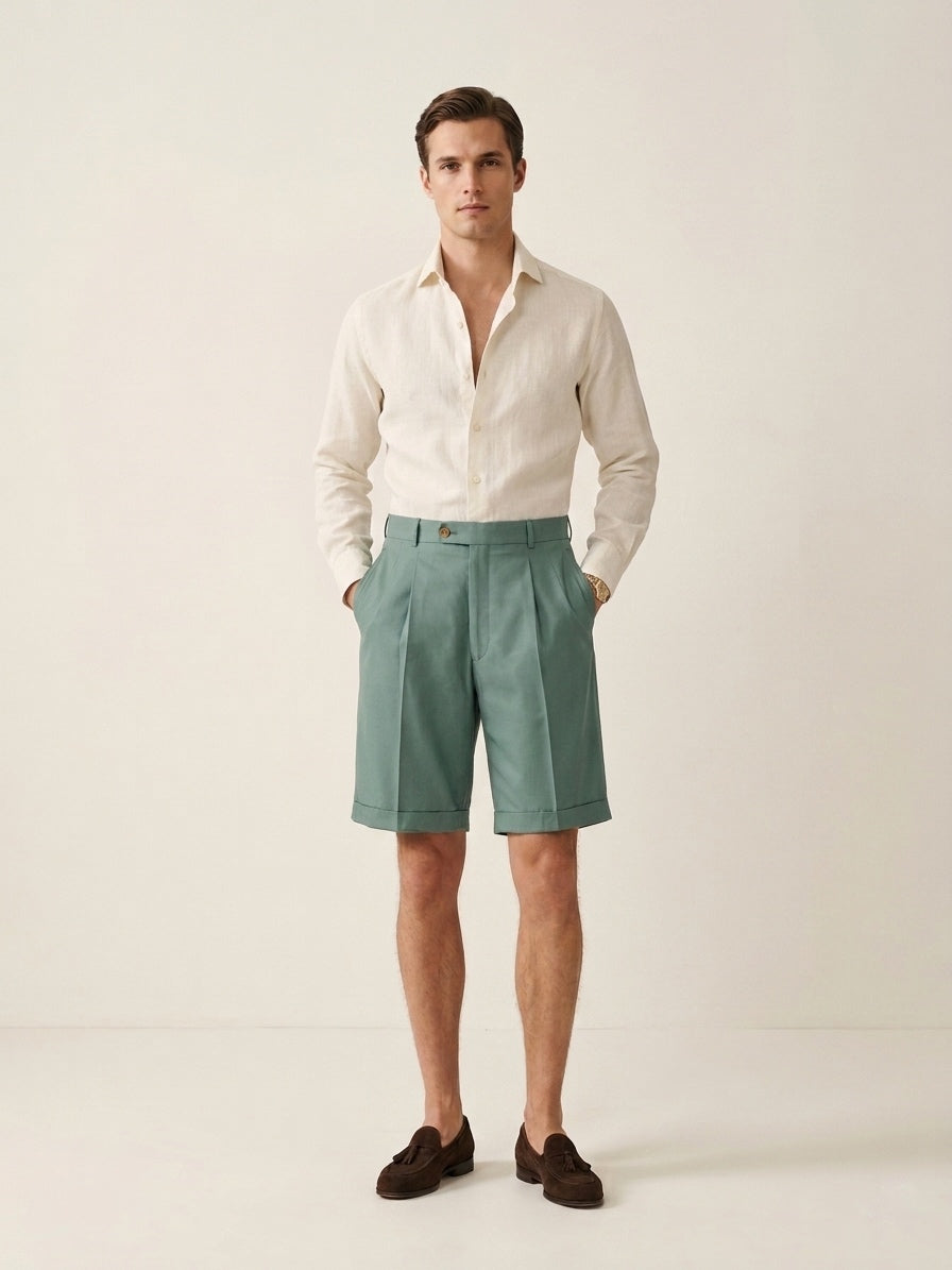 Sage Pleated Shorts