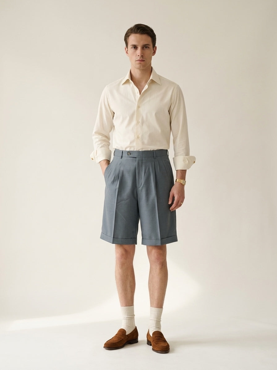 Dark Gray Pleated Shorts