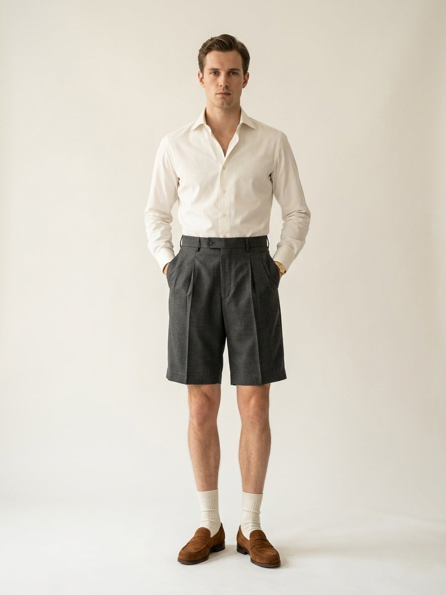 Charcoal Gray Pleated