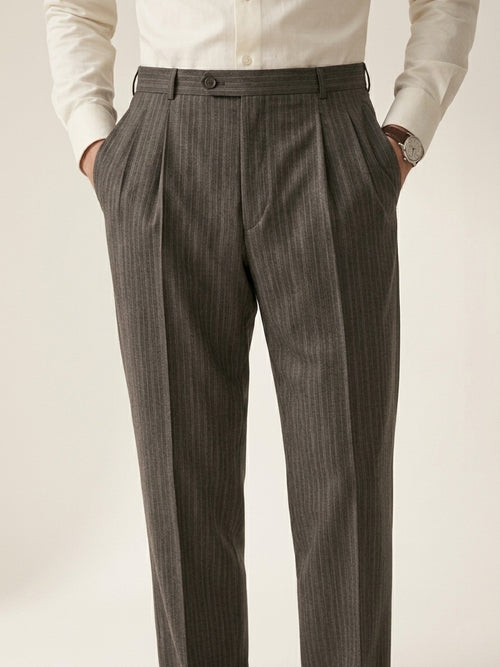 Brown Striped Pleated