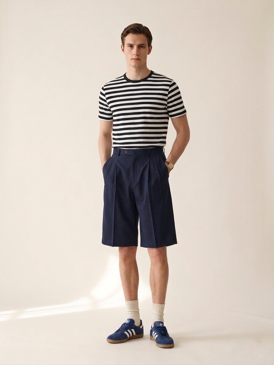 Navy Blue Pleated