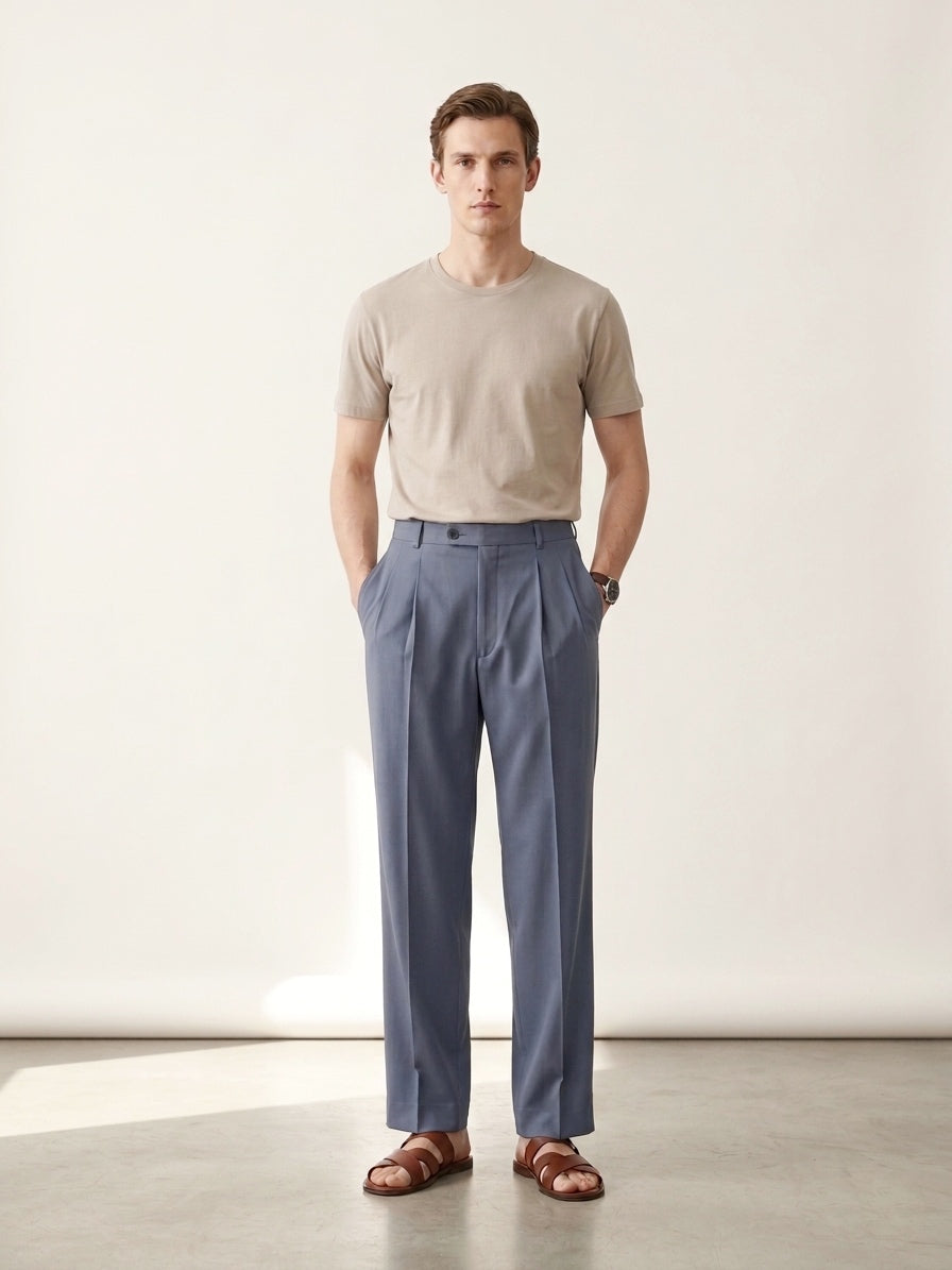 Dusty Blue Pleated