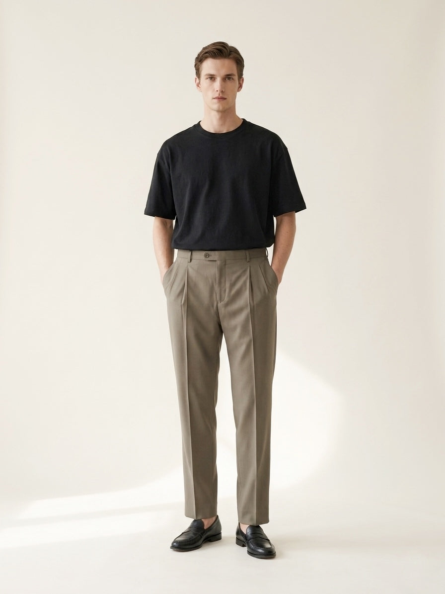 Dark Khaki Pleated