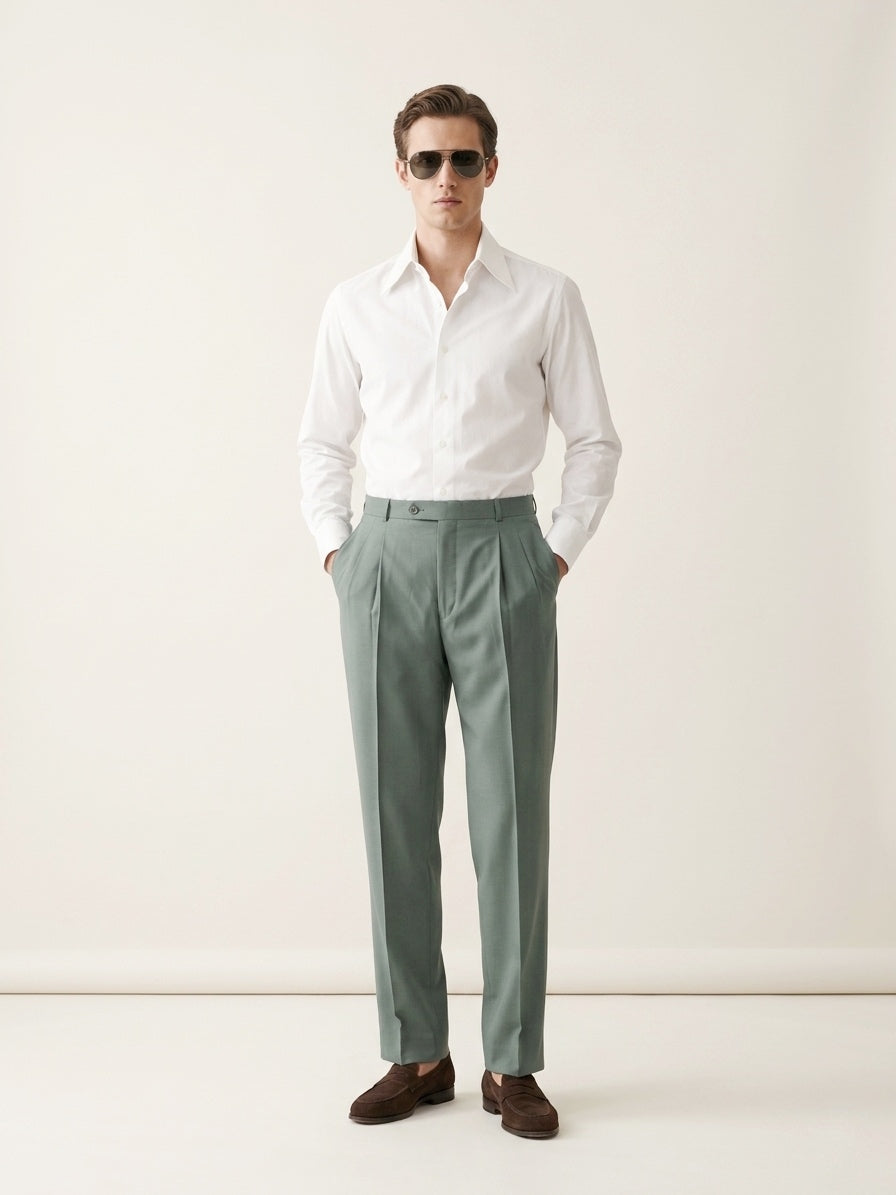 Muted Green Pleated