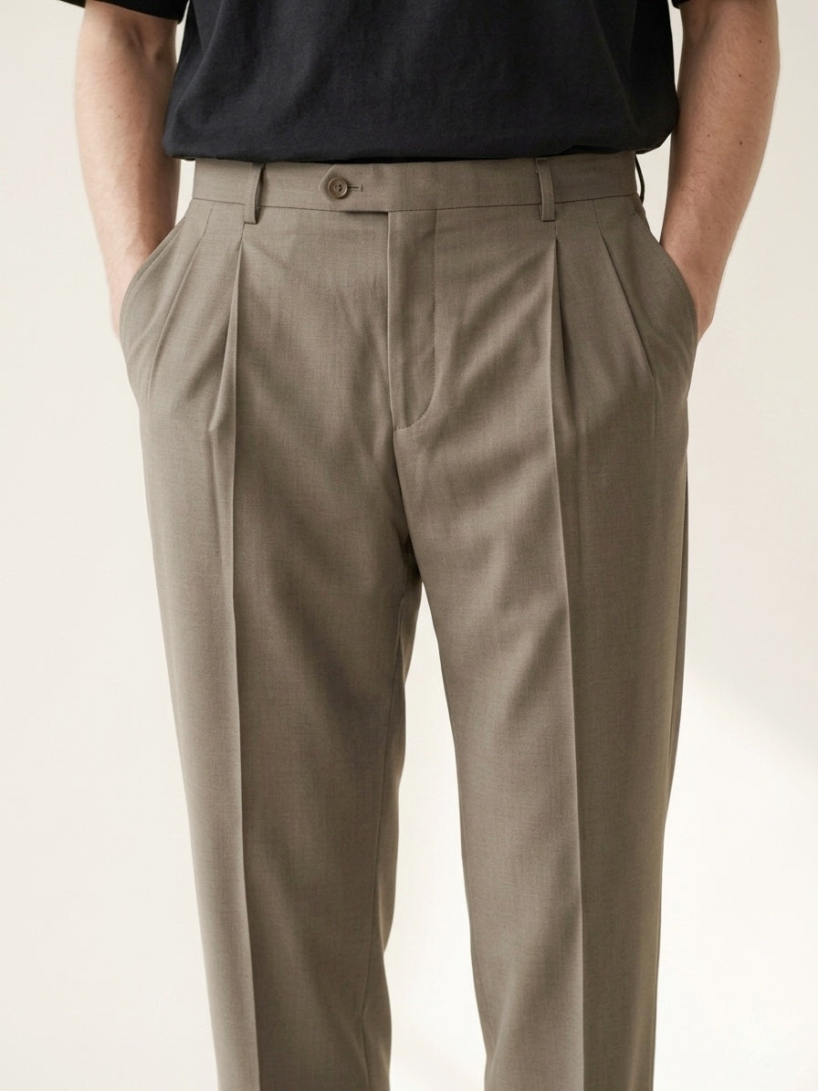 Dark Khaki Pleated