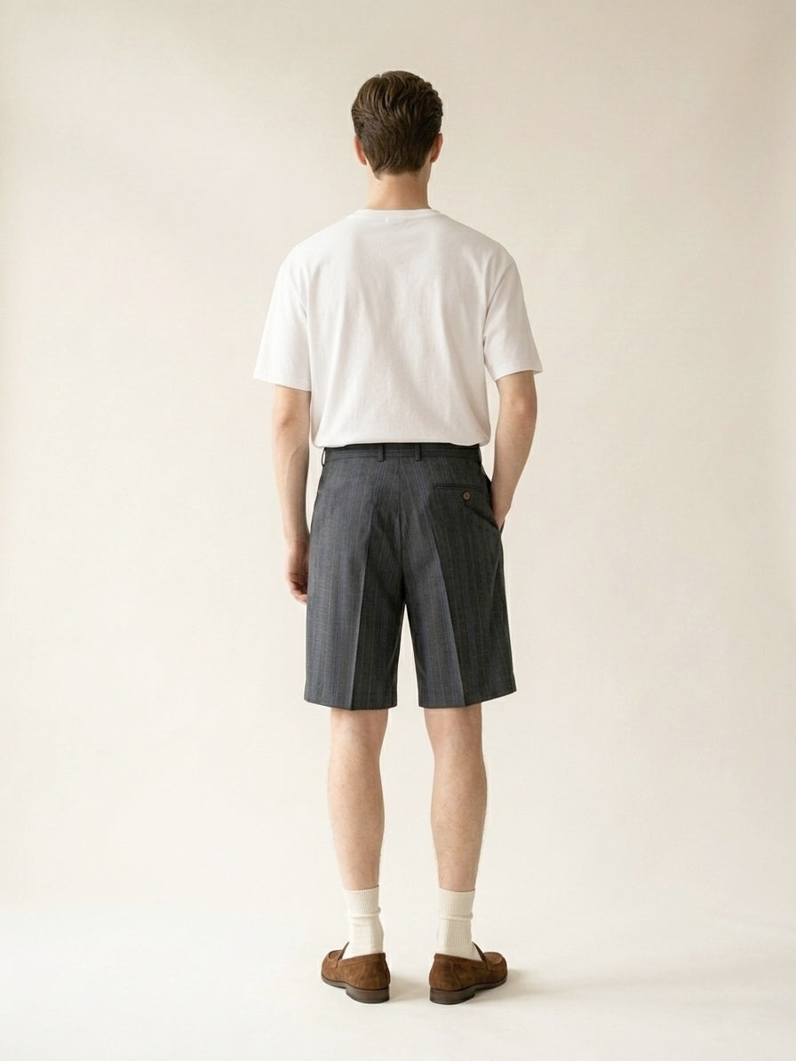 Striped Pleated Shorts