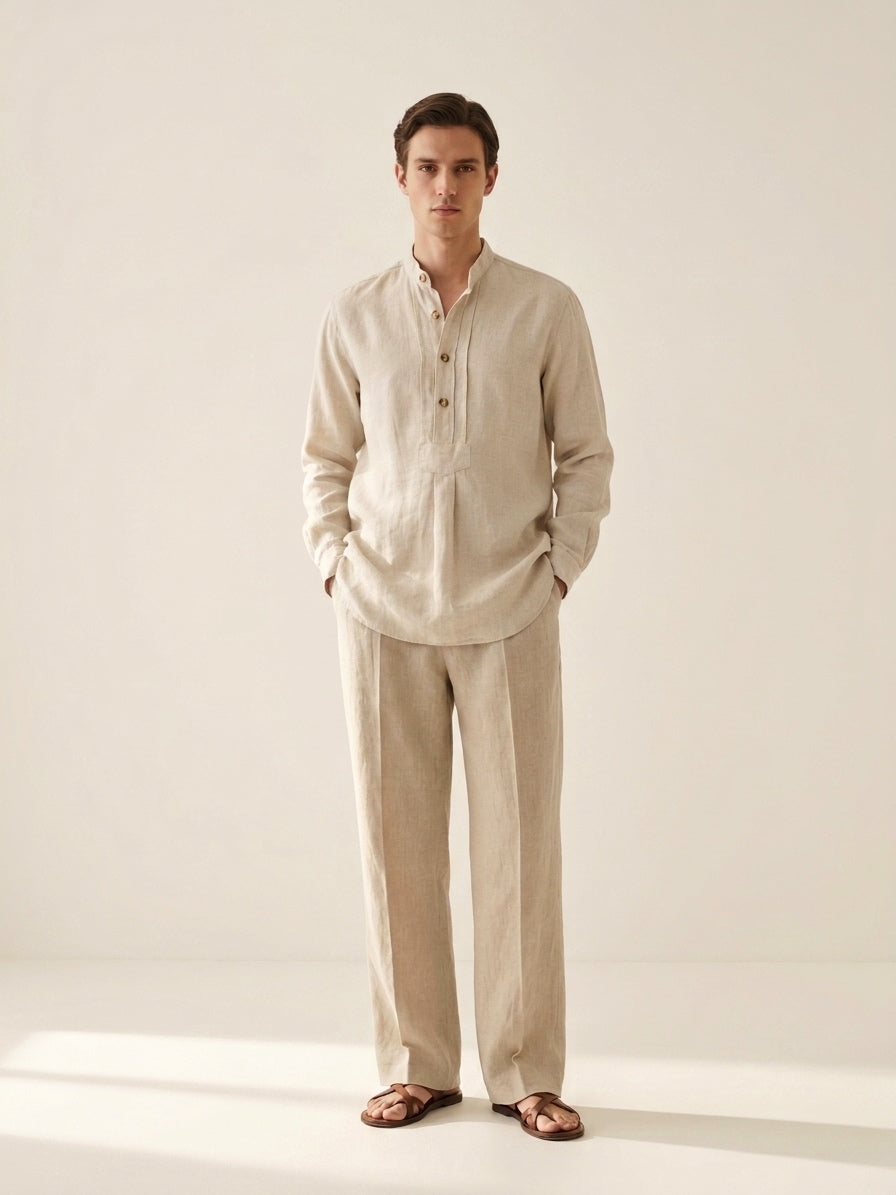 Cream Linen Overshirt