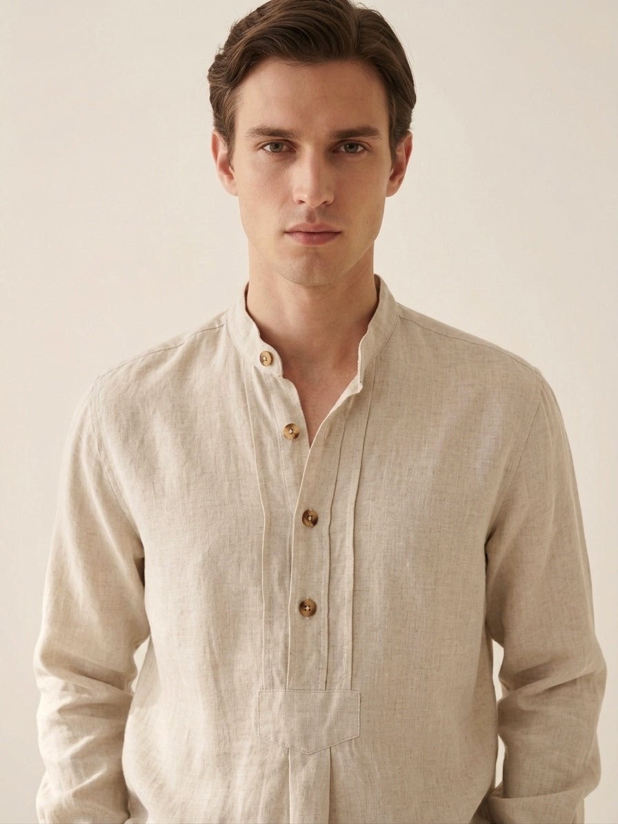 Cream Linen Overshirt