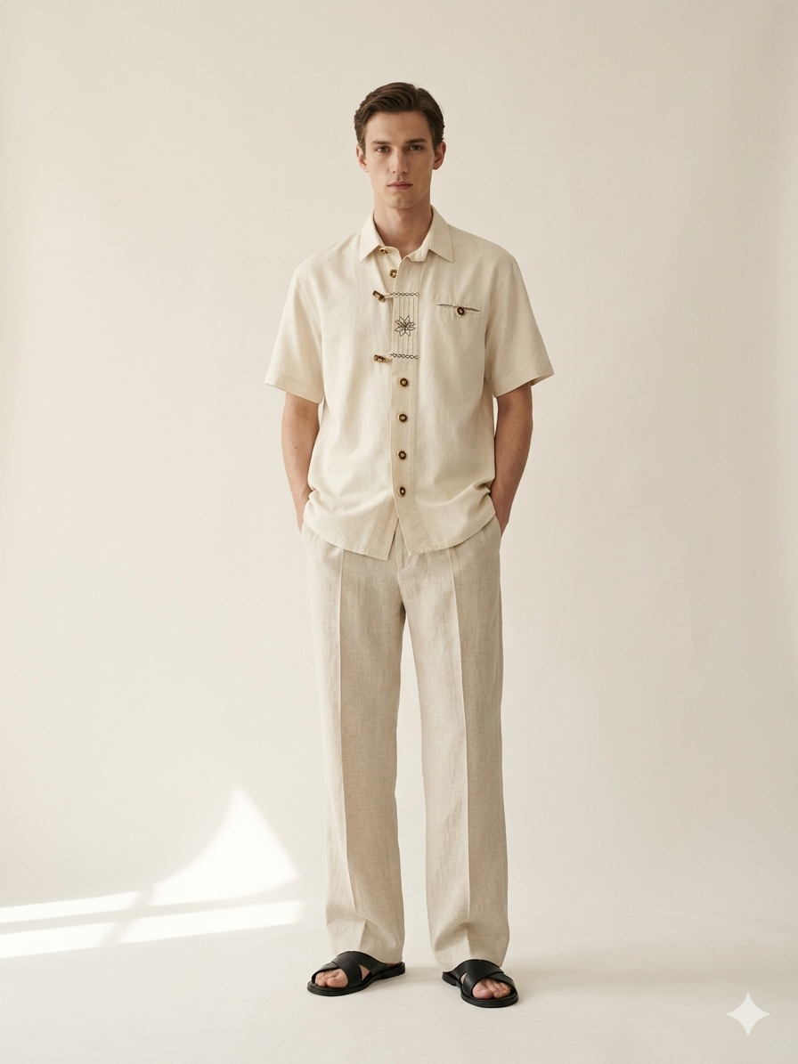 Cream Linen Overshirt