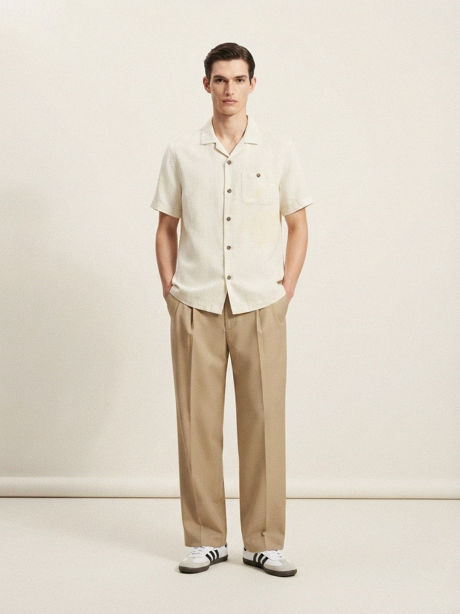 Cream Linen Short Sleeve