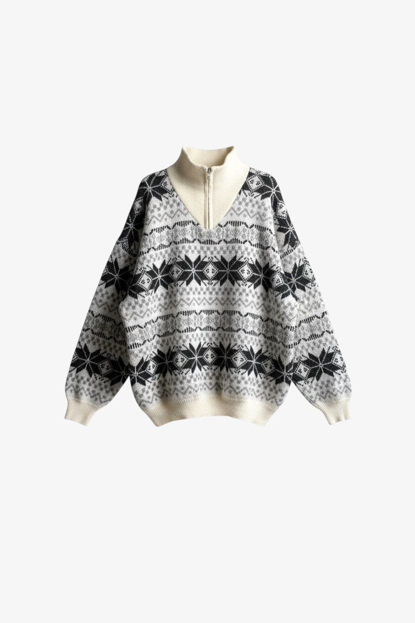 Half Zip Geometric Sweater