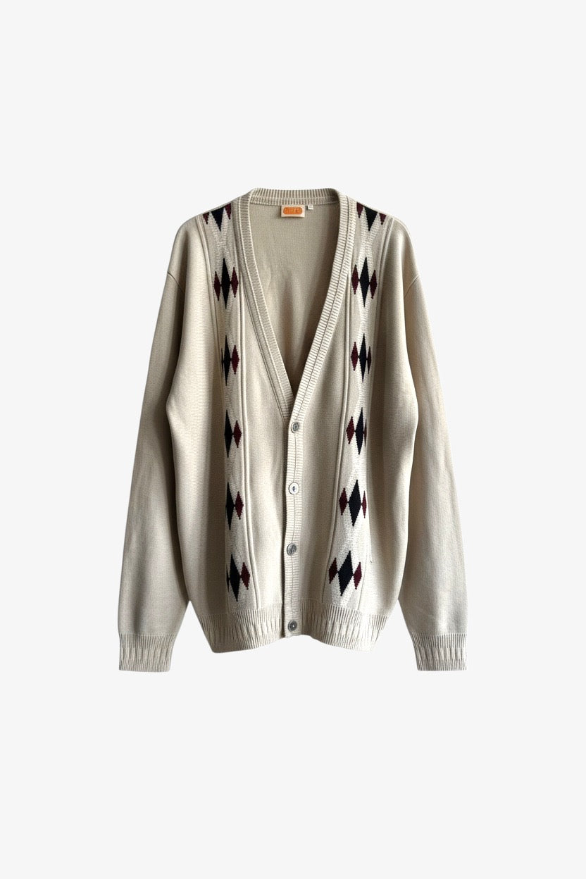 Cream Geometric Cardigan