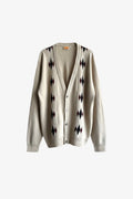 Cream Geometric Cardigan